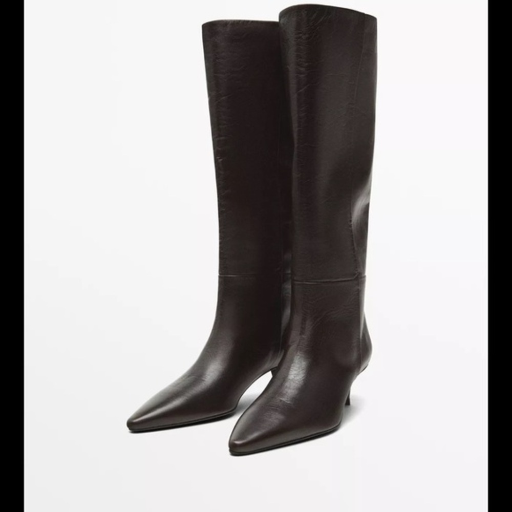 Elegant Brown Leather Women's Boots